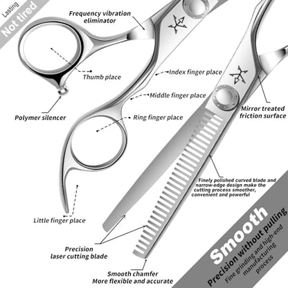 High-end Professional Hair Scissors Thinning Shears Barber Hair Cutting Teeth Shears Hairdressing Texturizing Scissor 6 Inch Stainless Steel Alloy For Women Men Kids Salon Hairdresser & Home - size: 6 Inch, style: Thinning Shears