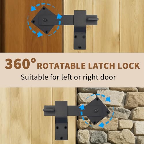 6" Barn Door Flip Latch Lock Heavy Duty Gate Latch Barn Door Lock Hardware for Fence, Shed, Farm, Garden, Sliding Door, Matte Black