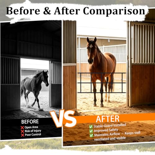 48" x 20" Stall Guards for Horses with Adjustable Straps and Hardware (Black) - color: Black