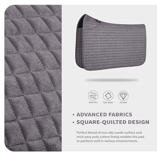 Tackmore All-Purpose Square Quilted Western Saddle Pad, Horse Saddle Pad - color: Light Grey