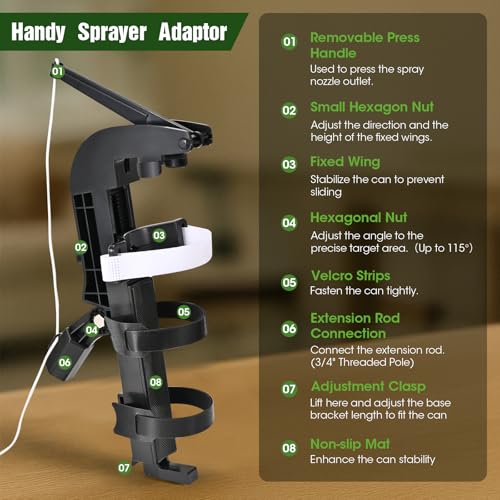 NEWFLY Spray Can Extension Pole Adaptor, Adjustable Bracket Sprayer Adaptor - color: Black