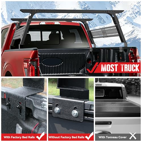 Adjustable 16-25" High Truck Bed Rack, Overland Cargo Rack Ladder Rack Cross Bars Compatible with Tacoma/Silverado/Sierra/Ram/Tundra/Titan/Frontier/Colorado/Canyon/Gladiator JT/Ford F-Series