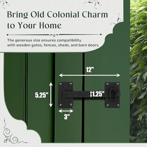 Fence Gate Latch Lock Black Wrought Iron Gate Latch 12 Inch | Renovator's Supply - color: 12-inch Latch, size: Pack of 1