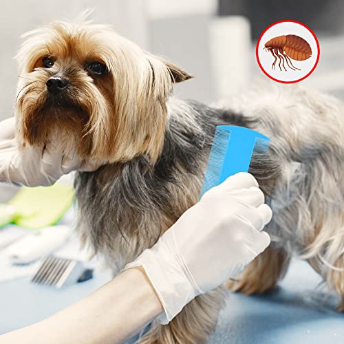 4 Pcs Lice Combs, Flea Combs, Double Sided Headlice Combs, Headlice Treatment for Dogs, Cats (White)