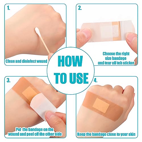 Lounsweer 720 Pcs Assorted Bandage Bulk Waterproof Adhesive Variety Bandage - style: Classic
