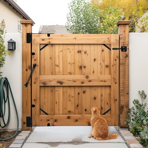 Fence Gate Kit Gate Hardware, 1 Set Anti Sag Gate Kit Gate Frame Cornor Brackets Kit with Self Closing Gate Springs Hings Latchs for Outdoor Garden Backyard Wooden Fence Deck Porch Gate - style: 1 Set