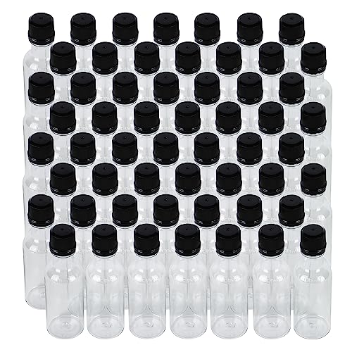 Mini Liquor Bottles With Black Lids, 56 Small Bottles and Tamper Evident Caps, 50ml 1.7 Oz - color: Black Caps