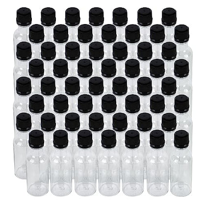 Mini Liquor Bottles With Black Lids, 56 Small Bottles and Tamper Evident Caps, 50ml 1.7 Oz - color: Black Caps