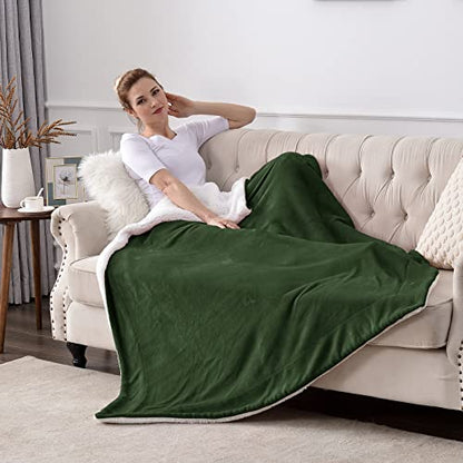 SOCHOW Sherpa Fleece Throw Blanket, Olive Green, 50x60 inches - color: Olive Green, size: 50"×60"