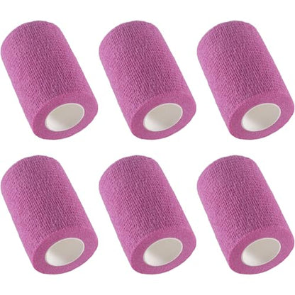 IndigoCase 6 Pack Self Adhesive Bandage Wrap 3 Inch x 5 yd Elastic Tape - color: Pink, size: 3 Inch - 6 Pack