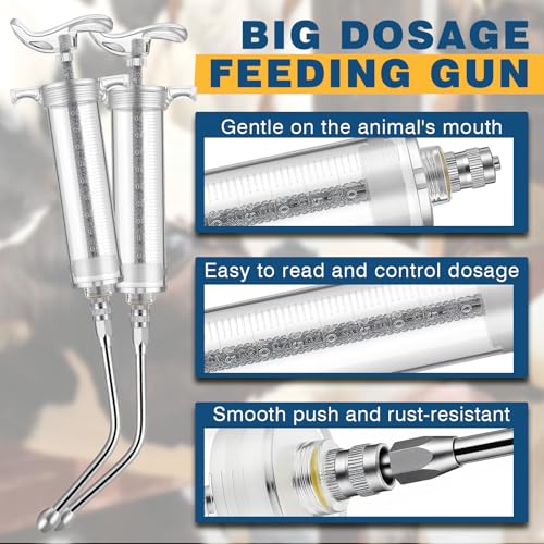 Threlaco 50ml 2 Pcs Drench Gun for Goats, Sheep & Cattle, Clear - color: Clear, size: 50ml