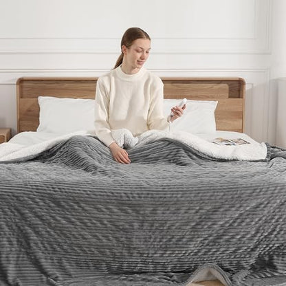 Electric Blanket Full Heating Blanket Full Size Ultra Thick Soft 72X84'' - color: Light Gray, size: Full(72"x84")