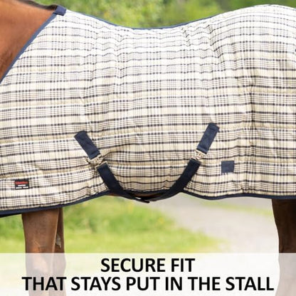 Schneiders Hunt Club Plaid II Open Front Surcingle 280g Medium Weight Horse Stable Blanket for Winter | Classic Plaid Style | Cozy Equestrian Barn Comfort - size: Horse Size 82
