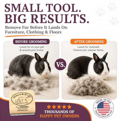 SleekEZ Cat Brush for Shedding - Deshedding Brush for Cats - Patented Grooming Tool for Removing Loose Fur, Undercoat & Hair - Made in USA - Works on Short, Medium & Long Coats - style: Cat Brush