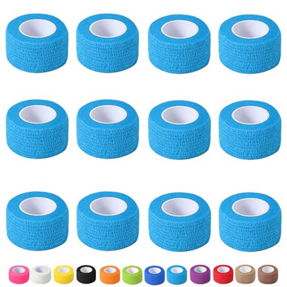 12 Pack Self Adhesive Bandage Wrap, 1 in x 5 Yards Vet Wrap Tape, Blue - color: Blue, size: 1 IN x 5 YDS - 12 Pack