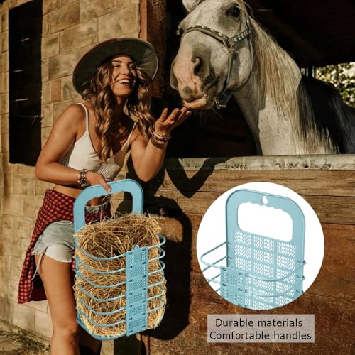 Ouliget Foldable Horse Ivestock Feeder,Wall Mount Hay Rack,Fowl Feeder Veggie Fruit Basket,Hay Feeder for Goats Sheep for Slow Feeding,18.1x6.3x9.8 inch