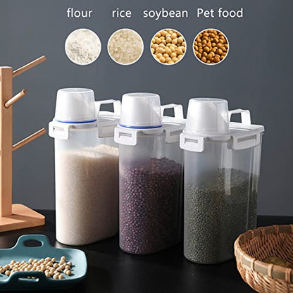 5.5 Lbs Plastic Transparent Tank, Rice Storage Barrel, Household Food Container Grain Storage Box for Oatmeal, Grain, Cereal, Pasta, Flour (6 Packs) | BPA Free, Airtight Lid, See Through, with Pouring Spout, for Kitchen Pantry Dry Food Grain Oatmeal Pet D