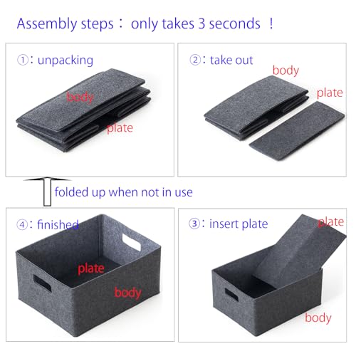 1 pack 13 * 10.2 * 6.3 inch felt storage basket self-supporting collapsible for storaging and sorting of clothes, toys and office files