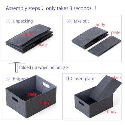 1 pack 13 * 10.2 * 6.3 inch felt storage basket self-supporting collapsible for storaging and sorting of clothes, toys and office files
