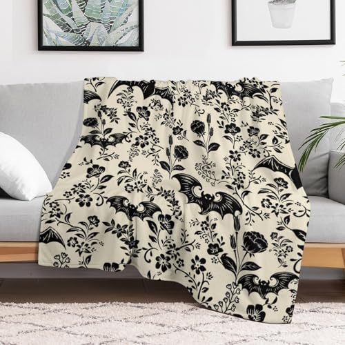 Bat Flower Fleece Throw Blanket for Couch Adults Teens 40" X 50" - color: Bat, size: 40x50 inch