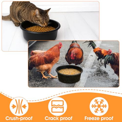 MAQUITA 4Pcs Rubber Feed Pan, Utility Feed Bucket, 1 Gallon Rubber Bowl Chicken Dust Bath Livestock Water Bowl for Pig Goat Chicken Dogs Farm Small Animal(10.6 x 4.1Inches)