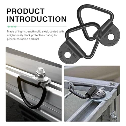 4 PCS Car Cargo Tie Down Anchors, Heavy Duty Cargo V-ring Anchors, Metal Trailers Hook Cargo Bolt, Universal Trailer Accessories, for Trailers Trucks SUVs (Black)