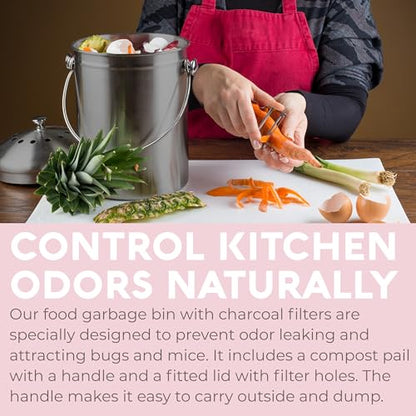 Epica Kitchen Compost Bin for Kicthen Countertops, 1.3 Galllon - Grey - color: Gray