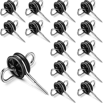 Moxweyeni 12 Pcs Black Electric Fence Insulators Screw, Anchor Electric Fence Wire Insulators for Ring Wooden Post Gate Handles