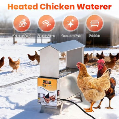 Heated Chicken Waterer Anti-Freeze Thermostat Control with Adjustable Leg