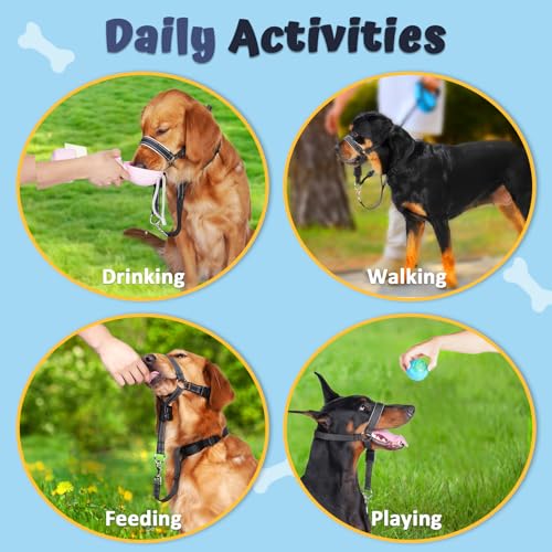 BARKLESS Dog Head Collar, Soft No Pull Head Halter with Safety Link - size: M (Snout 8¼”-10”)