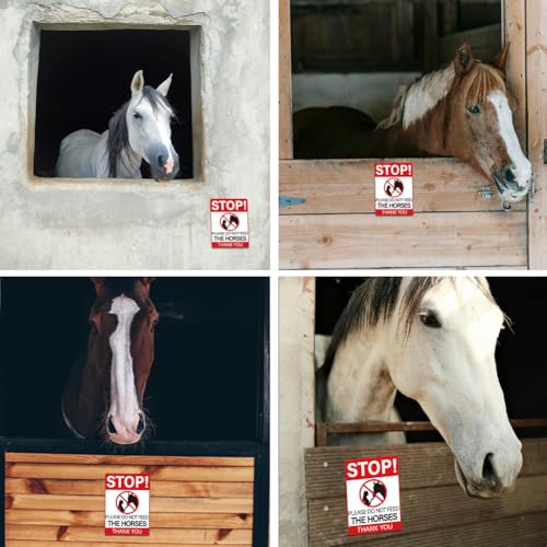 WADORN 10Pcs Please Do Not Feed The Horses Thank You Sign Sticker, Stop Feeding Horses Sign Self-Adhesive Vinyl Decal No Feeding Sign Warning Stickers for Horse Stables and Pastures 7.08x5.12 Inch - style: Do Not Feed The Horses