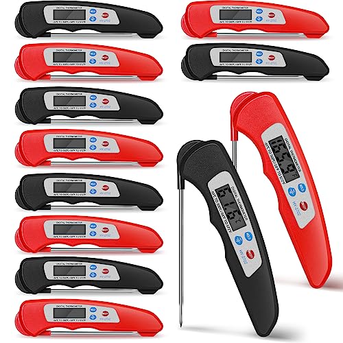 Xuhal 12 Pcs Digital Meat Thermometer with Probe Instant, Black, Red - color: Black, Red