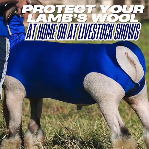 Show Pro Blue Spandex Lamb Tube for Show Sheep & Lamb - Show Livestock Supplies: Sheep Covers & Blankets - size: Medium