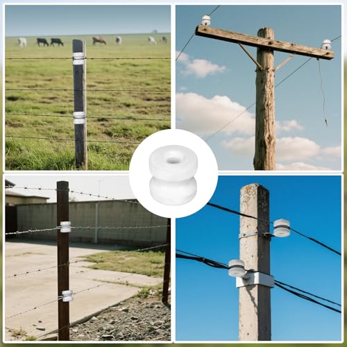 30 Pcs WP36 Corner Post Ceramic Fence Insulator White Circular Donut Electric Porcelain Insulator for Wood Post Wire Fence