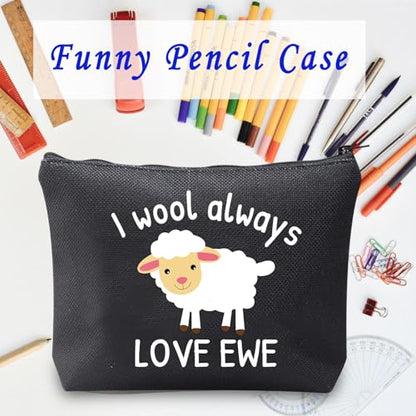 LEVLO Funny Lambs Farm Animals Lovers Gifts I Wool Always Love Ewe Makeup Bags Lamb Sheep Pun Xmas Valentine Travel Case (always love ewe-black) - color: always love ewe-black