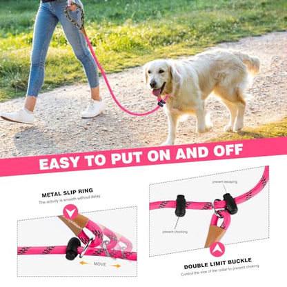 lynxking Dog Leash 3/8in x 6ft Slip Lead Reflective Pink and Purple, 2 Pack