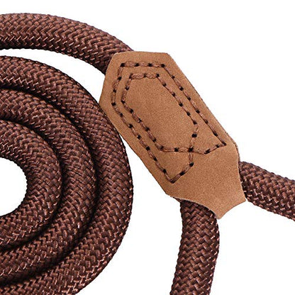 Mile High Life Dog Leash with Genuine Leather-Wrapped Ends/Handle, 4/5/6FT - color: Dark Brown, size: 48 Inch-1/2"