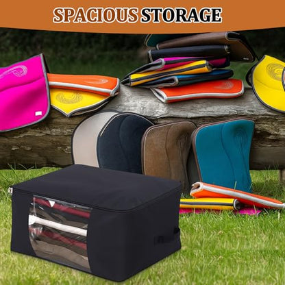 Shinylin Saddle Pad Bag Oxford Horse Blanket Storage Bag Large Capacity with Ventilation Multi Carrier for Western English Equestrian Gear, 26x21x14 Inch