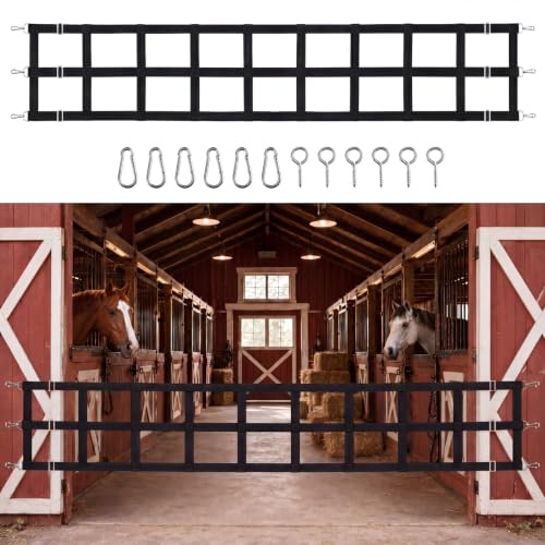 Zonon 10' x 20'' Polyester Stall Guards for Horses with Adjustable Straps and Hardware, Black Stall Gate with 6 Nails and 6 Hooks for Stables, Barns, Breeding Farms, Fences to Keep Horse Securely - color: Black, size: 10'