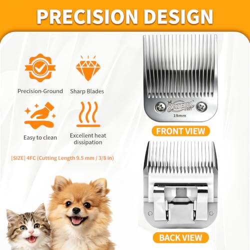 Size 3/4HT Detachable Pet Grooming Clipper Blade with Ceramic Cutter, 19mm 3/4 Inch Cut Length, Silver, Compatible with Andis, Oster A5, Wahl KM10, 1 Pack - color: Silver, size: 3/4HT 19mm