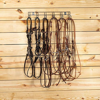 EASY-UP Pro 6 Hook Long Arm Tack Rack | Essential for Horse Stables | Space-Saving Design | Versatile 6-Hook Configuration | Long 4.5" Hooks | Rust-Resistant Finish