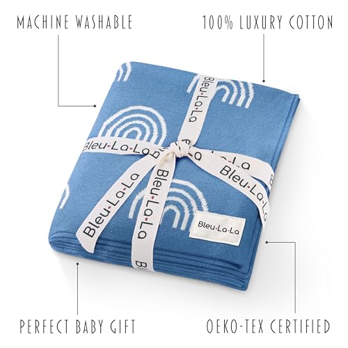 Baby Receiving Blanket Boys 100% Cotton Buttery Soft Cozy Receiving Swaddle Crib Stroller Blanket for Shower Gift Registry for Newborns, Infants, Toddlers (Rainbow - Blue) - color: 24 - Rainbow - Blue