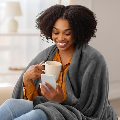 Utopia Bedding Soft Fleece Bed Blanket Throw XL Size Grey (50x70 Inch) - color: Grey, size: Throw XL (50x70 Inch)
