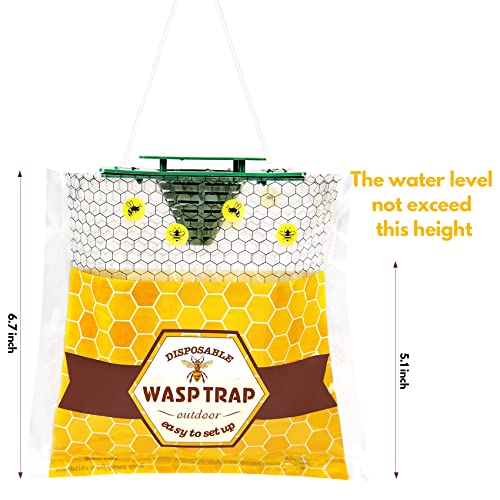 6 Pack Disposable Hanging Wasp & Yellow Jacket Traps Outdoor - size: 6 Pack