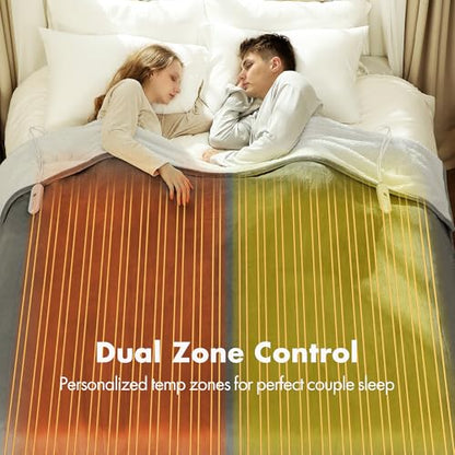 Electric Blanket Queen Grey with Dual Control, Overheat Protection - color: 06 - Grey, size: Queen - 84" x 90"