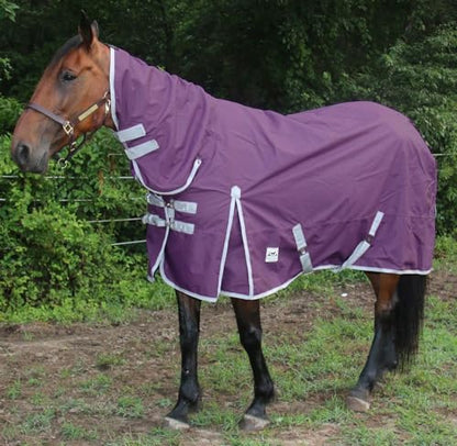 1200 Denier Combo Neck Waterproof Turnout Sheet - color: Crushed Grape - Grey, size: 69