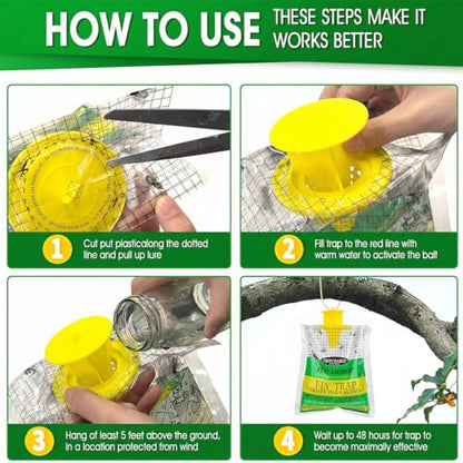 Fly Traps Outdoor Disposable 8 Pack - Disposable Fly Bags Fly Catcher Mess-Free Bug Bags for Yard Garden Farm & Horse Ranch