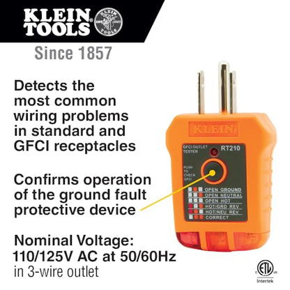 Klein Tools ET45VP Electrical Test Kit with GFCI Outlet Tester and AC/DC Voltage Tester - size: Tester Kit