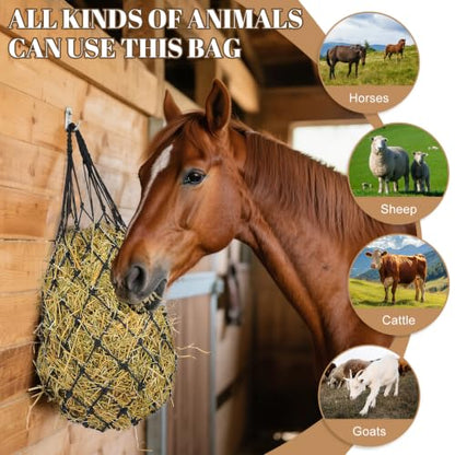 2 Pack Hay Bags for Horses, Large Slow Feed Hay Nets with Durable Mesh | Round Bale Horse Hay Feeder for Stable Stall Paddock