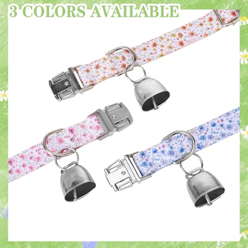 3 Pack Floral Goat Collars with Bells Adjustable Sheep Collar